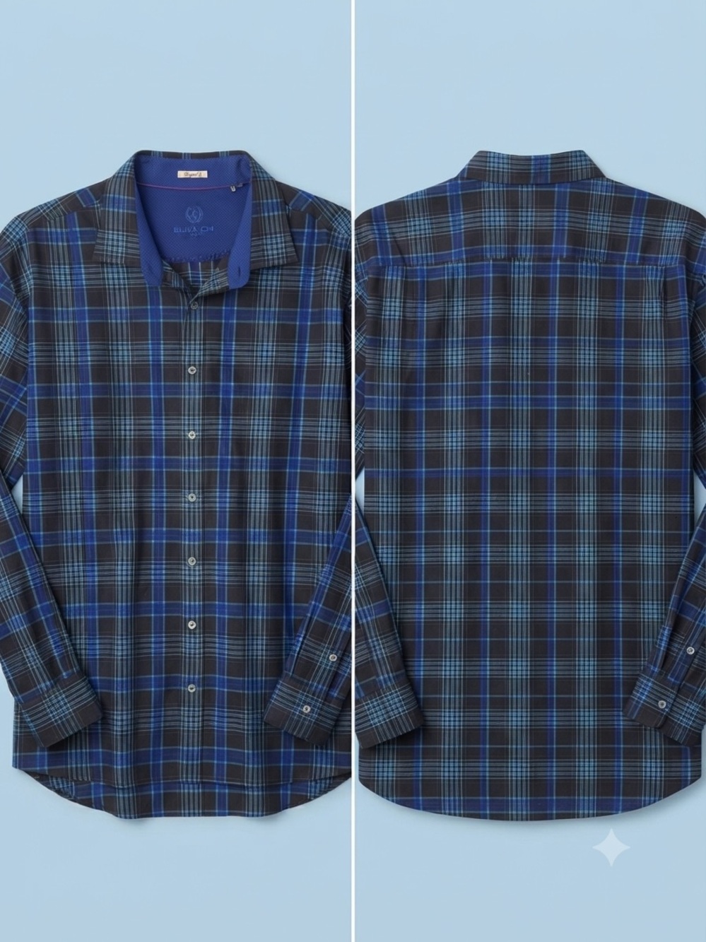 🎁Navy and Black Plaid Button Down Shirt - Shaped Fit (Bugatchi from Nordstrom)